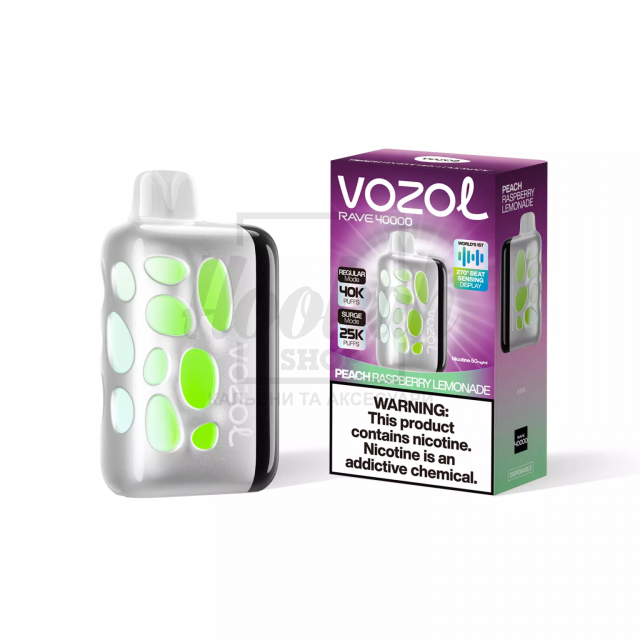 Електронна сигарета Vozol Rave 40000 Peach Raspberry Lemonade (Персик Малина Лимонад)