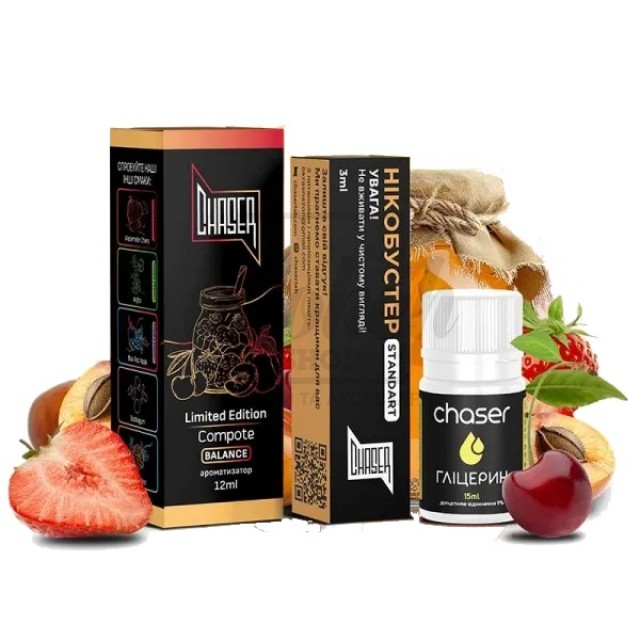 Рідина Набір Chaser Black Compote (Абрикос Вишня Полуниця) 30мл 5% Рідина Набір Chaser Black Compote (Абрикос Вишня Полуниця) 30мл 5%