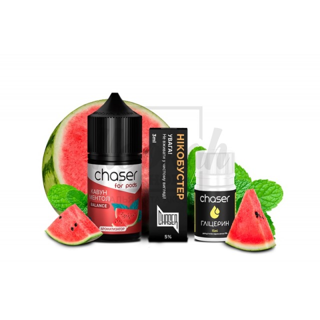 Набор Chaser For Pods Арбуз Ментол (Watermelon Menthol) 30ml/50mg Набор Chaser For Pods Арбуз Ментол (Watermelon Menthol) 30ml/50mg