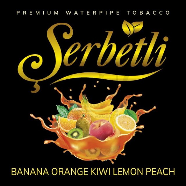 Тютюн Serbetli Banana Orange Kiwi Lemon Peach (Банан Апельсин Ківі Лимон Персик) 100 гр Тютюн Serbetli Banana Orange Kiwi Lemon Peach (Банан Апельсин Ківі Лимон Персик) 100 гр