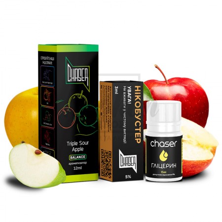Рідина Набір Chaser Black Triple Sour Apple (Потрійне Кисло Яблуко) 30мл 5% Рідина Набір Chaser Black Triple Sour Apple (Потрійне Кисло Яблуко) 30мл 5%
