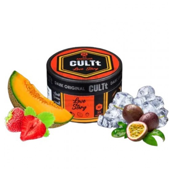 Тютюн CULT Medium M35 Love Story (Маракуя Диня Полуниця Лiд) 100гр