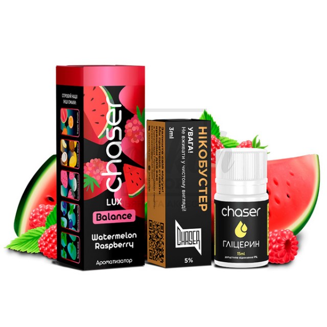 Рідина Набір Chaser Lux Watermelon Raspberry (Кавун Малина) 30мл 5% Рідина Набір Chaser Lux Watermelon Raspberry (Кавун Малина) 30мл 5%