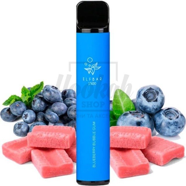 Електронна сигарета Elf Bar 1500 Blueberry Bubble Gum (Чорнична Жуйка)