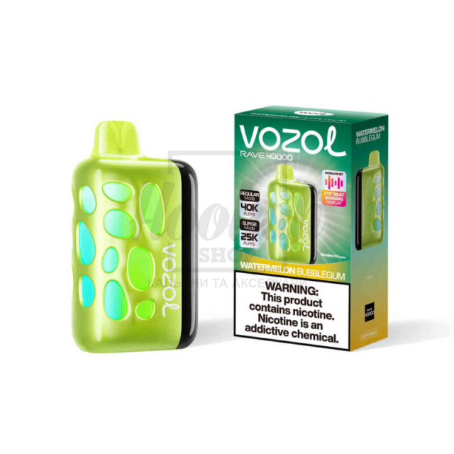 Електронна сигарета Vozol Rave 40000 Watermelon Bubble Gum (Кавун Жуйка)