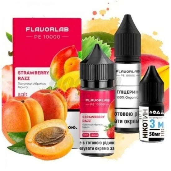 Рідина Набір Flavorlab PE 10000 Strawberry Razz (Полуниця Абрикос Манго) 30мл 5%