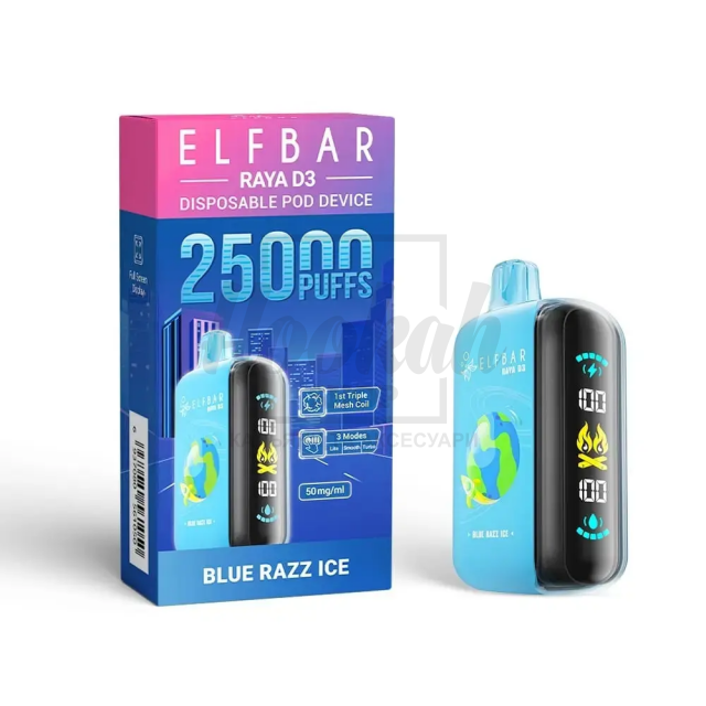 Електронна сигарета Elf Bar RAYA D3 25000 Blue Razz Ice (Блакитний Лимонад Лід)