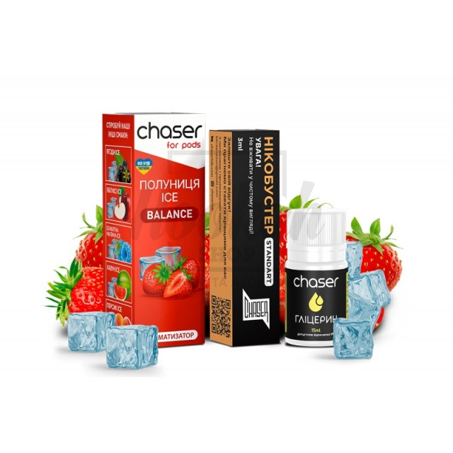 Набор Chaser For Pods Айс Клубника (Ice Strawberry) 30ml/50mg Набор Chaser For Pods Айс Клубника (Ice Strawberry) 30ml/50mg
