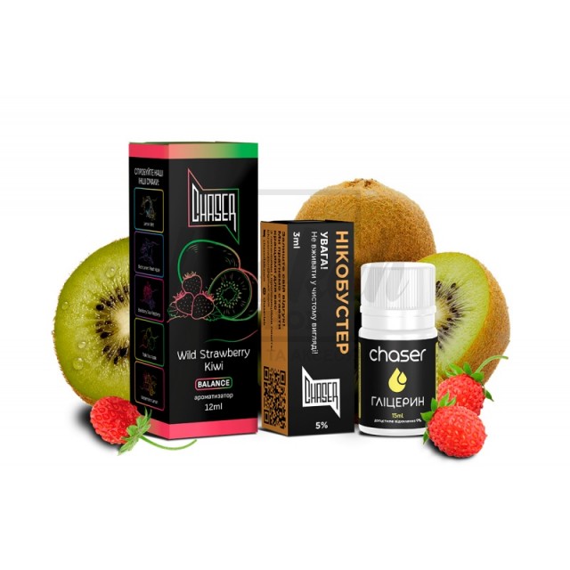 Набір Chaser Black Kiwi Wild Strawberry (Ківі, Суниця) 30ml/50mg Salt Nic Набір Chaser Black Kiwi Wild Strawberry (Ківі, Суниця) 30ml/50mg Salt Nic