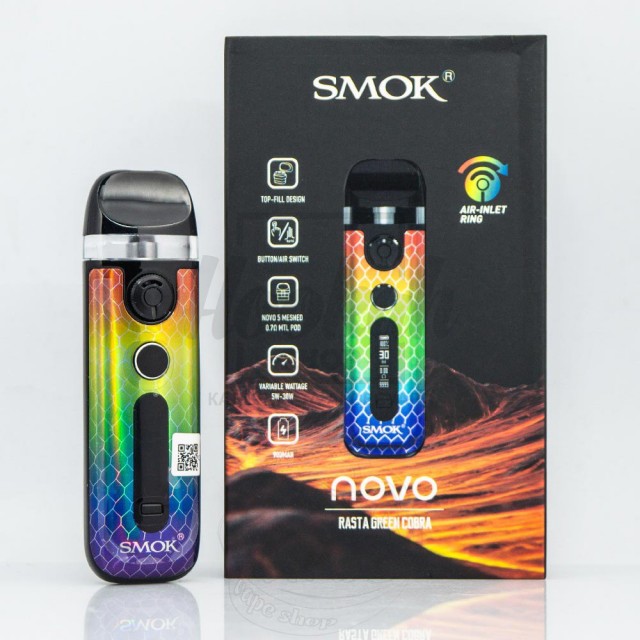 Багаторазова Pod-система Smok Novo 5 KIT Rasta Green Cobra Багаторазова Pod-система Smok Novo 5 KIT Rasta Green Cobra