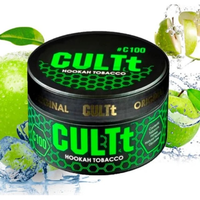 Тютюн CULT C100 Green Apple Ice (Яблуко Лід) 100 г Тютюн CULT C100 Green Apple Ice (Яблуко Лід) 100 г