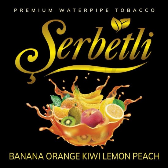 Тютюн Serbetli Banana Orange Kiwi Lemon Peach (Банан Апельсин Ківі Лимон Персик) 100 гр Тютюн Serbetli Banana Orange Kiwi Lemon Peach (Банан Апельсин Ківі Лимон Персик) 100 гр