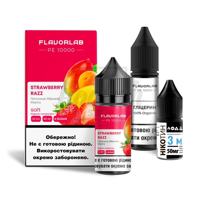 Рідина Набір Flavorlab PE 10000 Strawberry Razz (Полуниця Абрикос Манго) 30мл 5% Рідина Набір Flavorlab PE 10000 Strawberry Razz (Полуниця Абрикос Манго) 30мл 5%