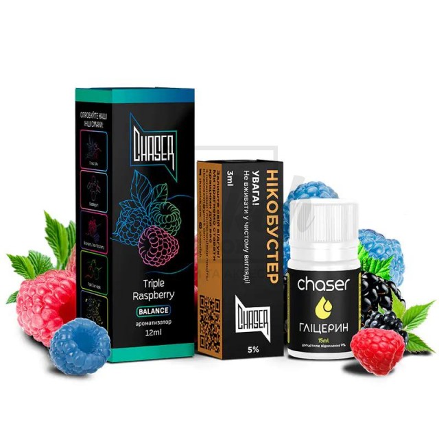 Рідина Набір Chaser Black Triple Raspberry (Три сорти Малини) 30мл 5% Рідина Набір Chaser Black Triple Raspberry (Три сорти Малини) 30мл 5%