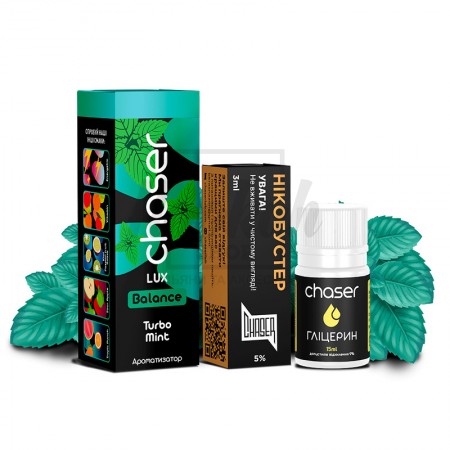 Рідина Набір Chaser Lux Turbo Mint (М'ята Ментол) 30мл 5% Рідина Набір Chaser Lux Turbo Mint (М'ята Ментол) 30мл 5%