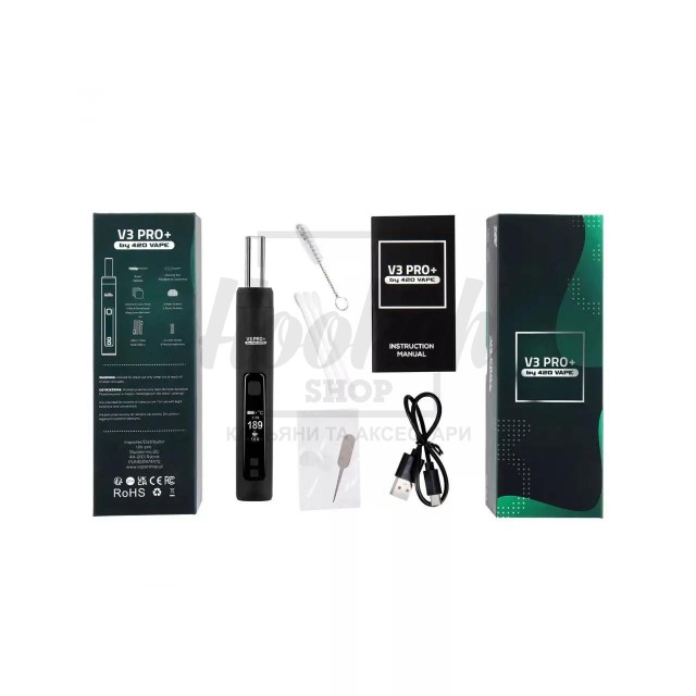 Вапорайзер Xmax V3 Pro Titanium Glass зі Скляним Мундштуком Вапорайзер Xmax V3 Pro Titanium Glass зі Скляним Мундштуком