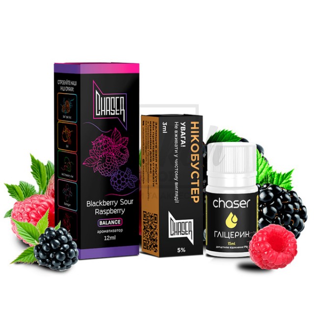 Рідина Набір Chaser Black Blackberry Sour Raspberry (Ожина Кисла Малина) 30мл 5% Рідина Набір Chaser Black Blackberry Sour Raspberry (Ожина Кисла Малина) 30мл 5%