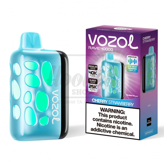 Електронна сигарета Vozol Rave 40000 Cherry Strawberry (Вишня Полуниця)