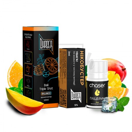 Рідина Набір Chaser Black Bali Triple Shot (Апельсин Манго Маракуя Льод) 30мл 5% Рідина Набір Chaser Black Bali Triple Shot (Апельсин Манго Маракуя Льод) 30мл 5%