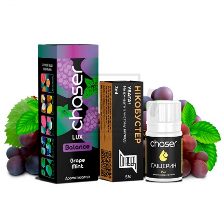 Рідина Набір Chaser Lux Grape Mint (Виноград М'ята) 30мл 5% Рідина Набір Chaser Lux Grape Mint (Виноград М'ята) 30мл 5%