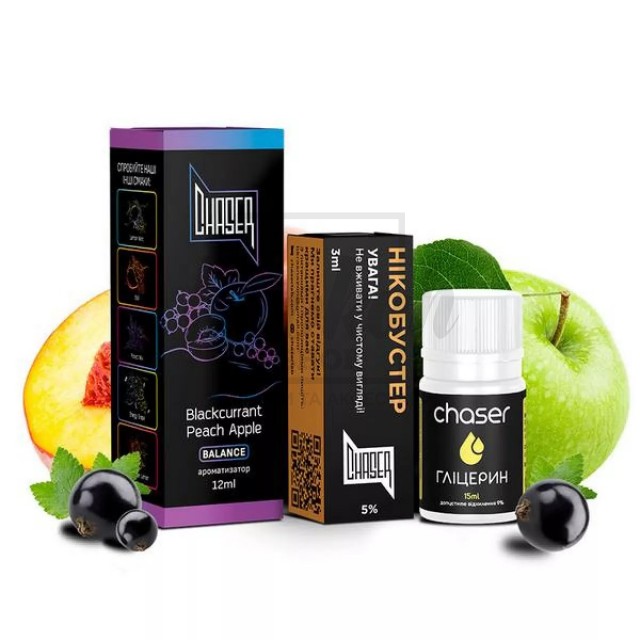 Рідина Набір Chaser Black Blackcurrant Peach Apple (Смородина Персик Яблуко) 30мл 5% Рідина Набір Chaser Black Blackcurrant Peach Apple (Смородина Персик Яблуко) 30мл 5%